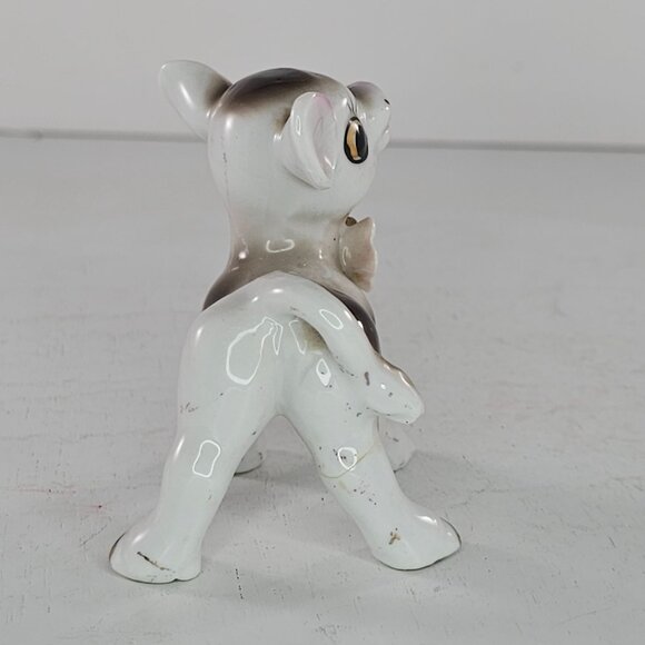 Vintage Ceramic Calf Baby Cow Figurine Flower Bell Collar Anthropomorphic *FLAW - Picture 5 of 8